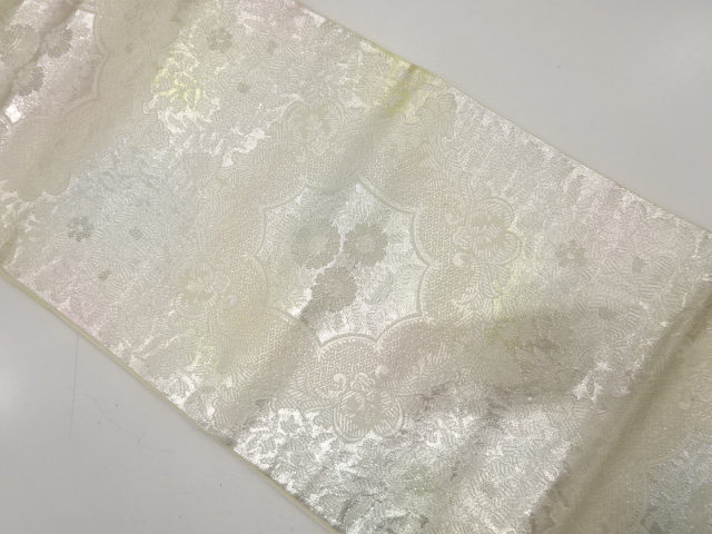 JAPANESE KIMONO / ANTIQUE FUKURO OBI / FLORAL CREST & FLORAL SARSAA